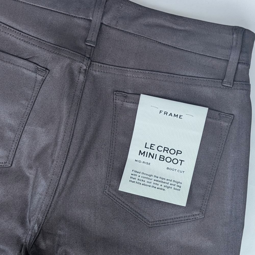 FRAME Le Crop Mini Boot Cut Jeans Coated Stretch Denim Midrise Mahogany 31 NWT - Picture 12 of 16